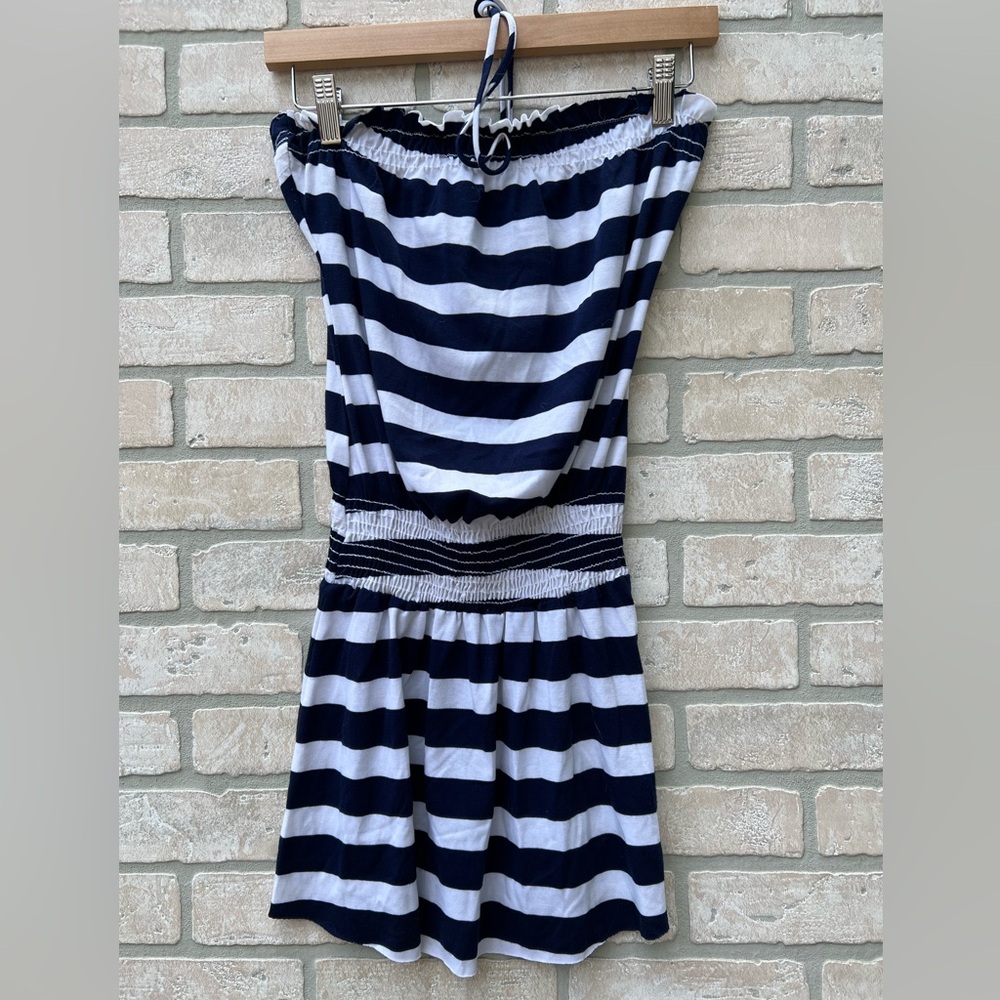 White & Navy Striped dress